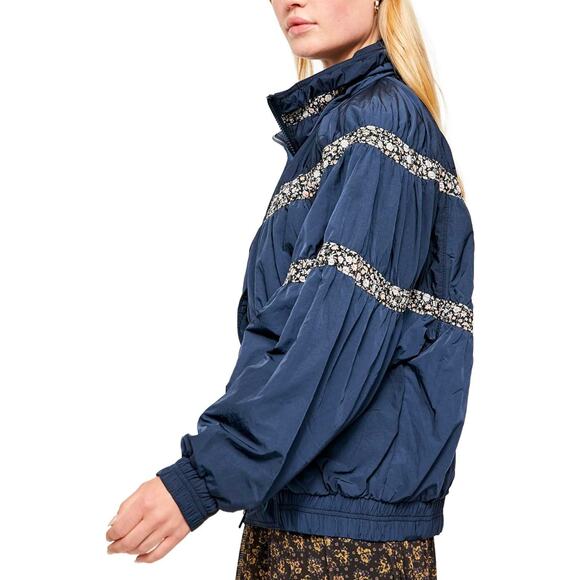 Free People Bomber Blue & Floral Jacket | XS| Zip Up - Picture 6 of 16